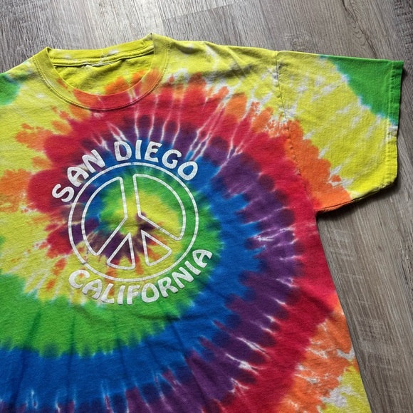 Y2k tie dye San Diego California peace sign t shirt men’s L tourist - Picture 1 of 6
